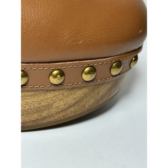 Michael Kors Clogs Mules Women's Size 8 Scarlett Gold Chain/Studded Chocolate - Picture 10 of 14